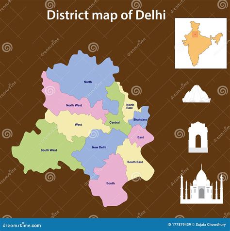 Historical View Of Delhi Vector Illustration Of Delhi Map With