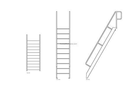 Ships Ladder Stairs Free Cad Drawings