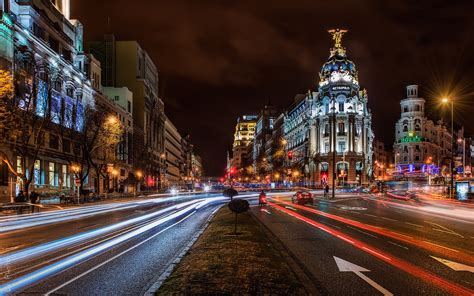 Fondos De Pantalla Madrid España Ciudad Noche Edificios Carreteras