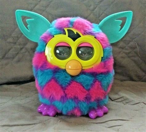 Hasbro Furby Boom Interactive Plush Toy Pink Blue Hearts Works Great