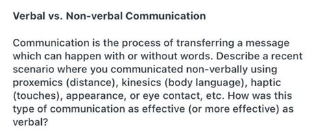 Solved Verbal Vs Non Verbal Communication Communication Is