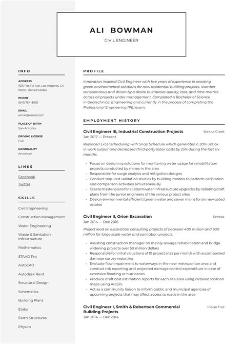 You may also want to include a headline or summary statement. Civil Engineer Resume & Writing Guide | +12 Resume Templates | 2019