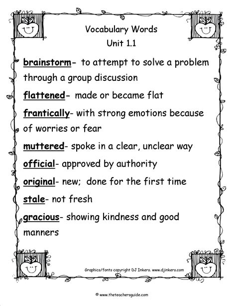 2nd Grade Vocabulary Words List