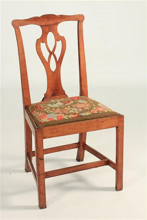 Lot Antique American Country Chippendale Side Chair In Cherry With