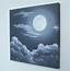 Original Night Sky Painting Clouds Under A Full Moon  B Foley