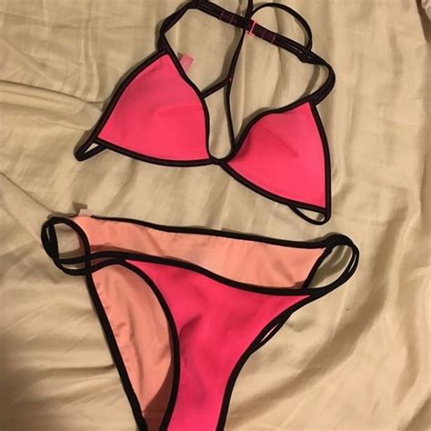 Amazon Com Pure Color Bikini Neon Pink Two Piece Swimsuit Summer Beach My Xxx Hot Girl