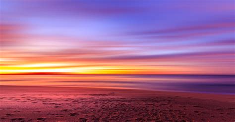 Beautiful Landscape Sunset And Dusk On The Beach At