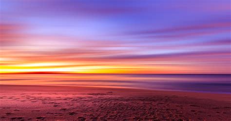 Beautiful Landscape Sunset And Dusk On The Beach At Sydney New South