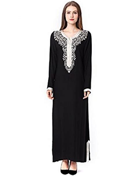 Muslim Kaftan Dubai Long Sleeve Dress With Embroidery For Women Islamic Clothing Rayon Gown