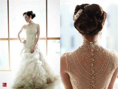 Beaded Illusion Neckline Wedding Dress 4