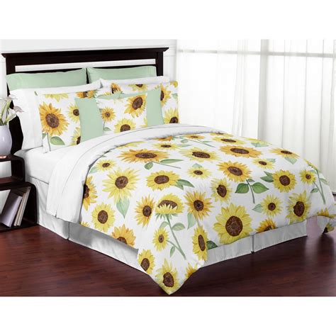 Childrens comforter sets girlsare made to cater to people who are so fashion because they need the most of comfortable. Yellow, Green and White Sunflower Boho Floral Girl Full ...