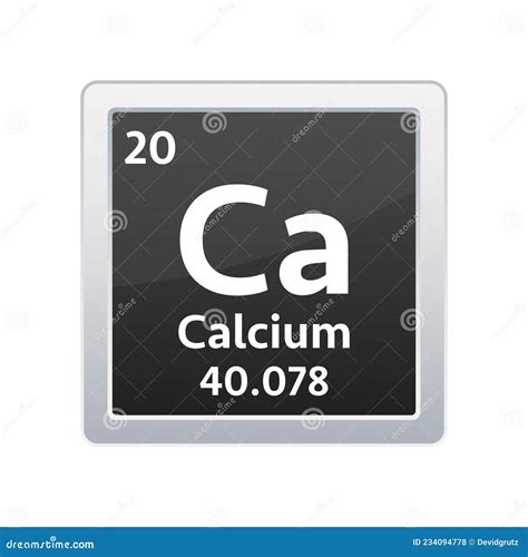 Calcium Symbol Chemical Element Of The Periodic Table Stock Vector