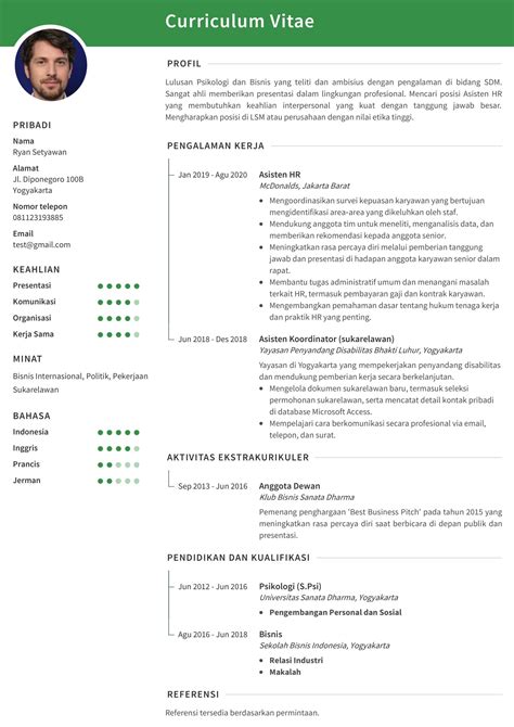 Contoh Cv Mahasiswa Baru Lulus Imagesee Riset