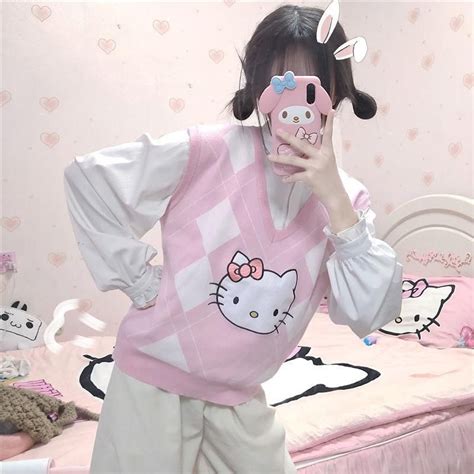 Hello Kitty Sweater Vest N031602 Kawaii Clothes Kawaii Outfit