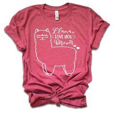Llama Love You Tshirt Print Clothes Funny Valentine Shirt