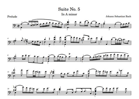 Js Bach Suite No 5 For Solo Double Bass Bwv 1011 Transposed To D