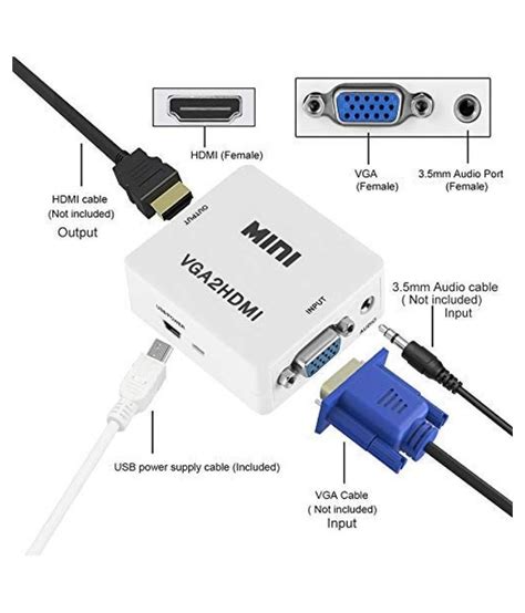 Mini Vga To Hdmi Converter 35 Audio Video Adapter Full Hd 1080p