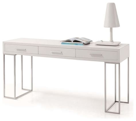 White lacquer 2 drawer desk on gold leafed base color: Sheldon Modern White Lacquer Desk - Modern - Desks And ...