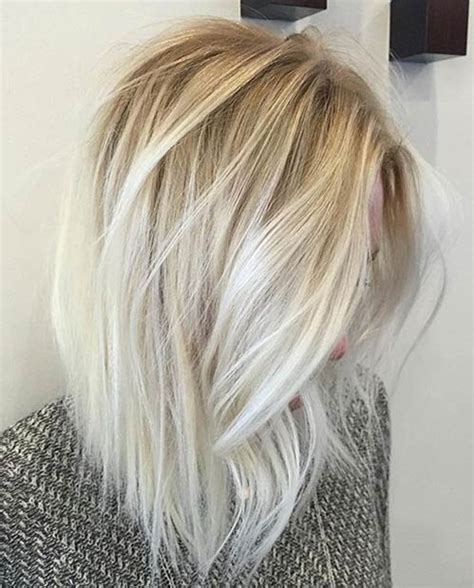 Caramel to ice blonde sweeping straight bob hairstyle for thick hair. 51 Stunning Blonde Balayage Looks | Page 2 of 5 | StayGlam