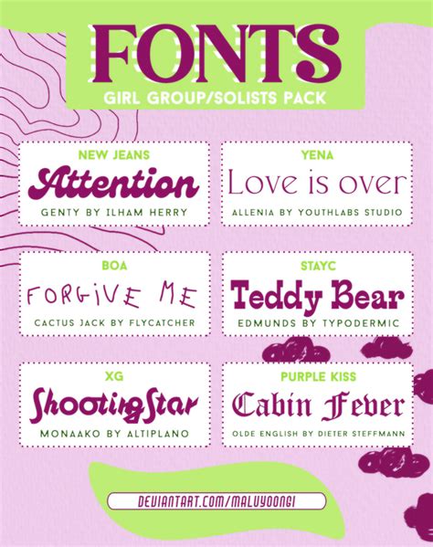 Fonts Pack 001 New Jeans Xg Yena And By Maluyoongi On Deviantart