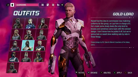 Guardians Of The Galaxy Check Out All The Unlockable Outfits Costumes Gallery Gameranx