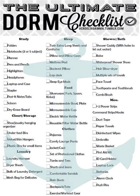 Uc Riverside Delta Gamma Dorm Checklist College Dorm Checklist Dorm