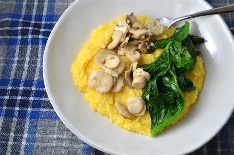 Full Circle Recipe Cheesy Polenta With Sauteed Spinach And Mushrooms