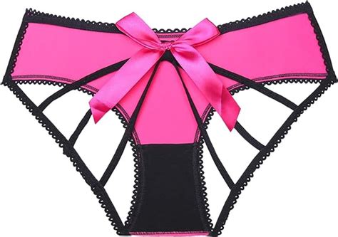 celamirio women s sexy panties cage butt bow underwear hot pink m clothing