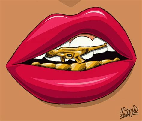 Gold Teeth With Gun Foto Cartoon Dope Cartoon Art Cartoon Drawings