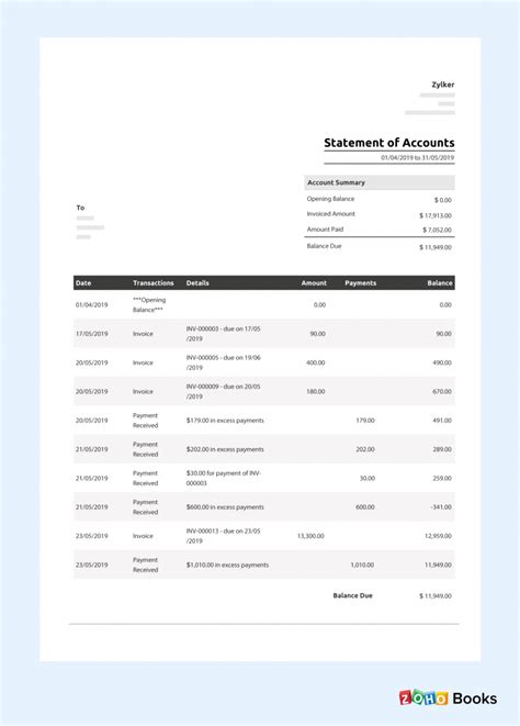 13 Statement Of Account Template Sample Templates Sample Templates