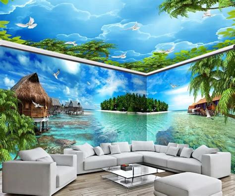 Beibehang Custom Wallpaper 3d Large Scale Mural Painting Sea Landscape