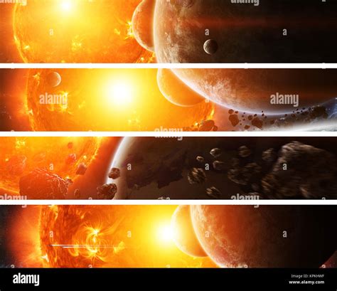 Exploding Sun In Space Close To Planet Stock Photo Alamy