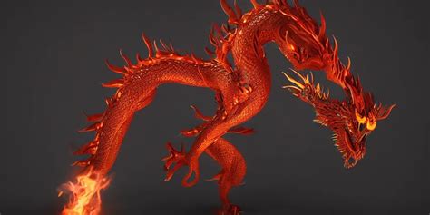 A Very Very Beautiful Chinese Fire Dragon On A Black Stable Diffusion