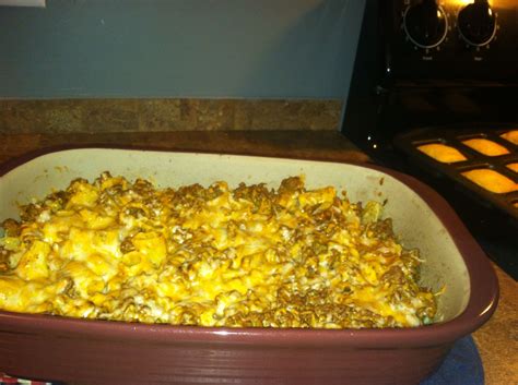 Serve up a hearty pasta bake topped with melted cheese. Cheesy Taco Pasta Bake on Rectangular Baker stoneware ...