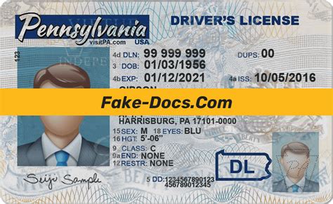 Pennsylvania Driver License Psd Template Fake Docs