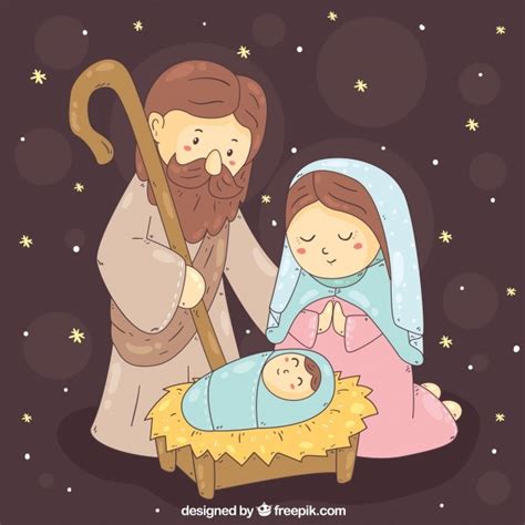 Cute Nativity Scene Free Vector