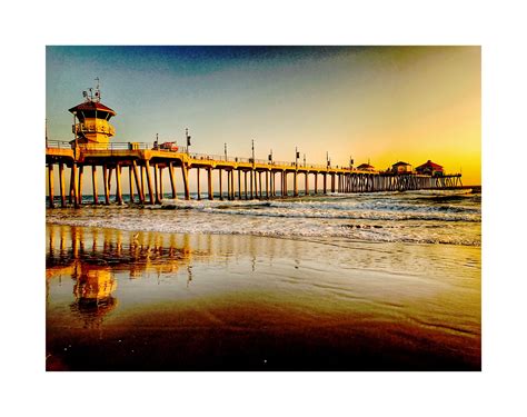 Huntington Beach California Pier at sunset on PCH across the Hyatt