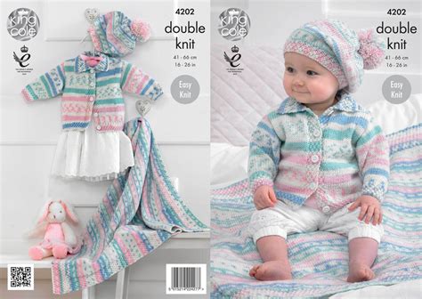 It measures approximately 36 inches long and 30 inches wide. King Cole 4202 Knitting Pattern Babies' Cardigan, Blanket ...