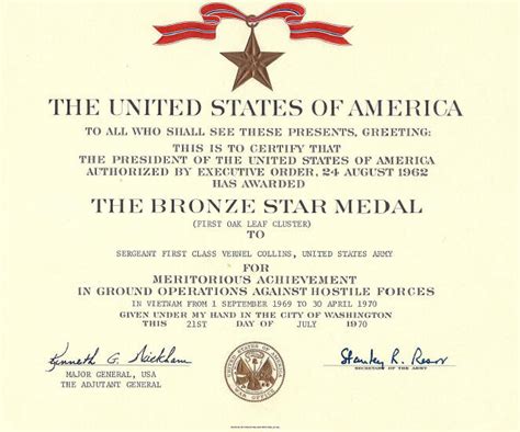 55 Bronze Star Medal Citation Télécharger