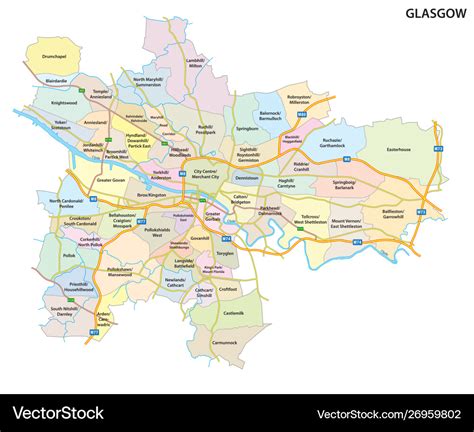 Glasgow Roads And Neighborhoods Map Vector 26959802 
