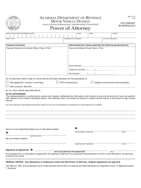 Alabama Power Of Attorney Form Free Templates In Pdf Word Excel To