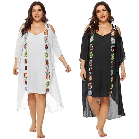 Plus Size Xxl Beach Dress Women Swimsuit Cover Ups Crochet Beachwear