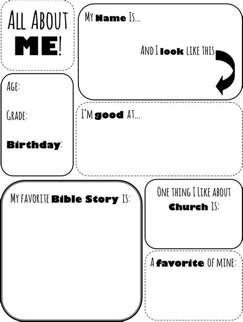 An interactive pdf version is now included.your all about me posters bundle in detail:this is a set of 72. All About Me worksheet for kiddos at church! | Church ...