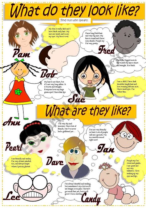 English Worksheets Describing People Appearance And Personality