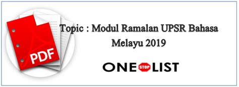 Bahasa malaysia adalah bahasa nasional di malaysia. Modul Ramalan UPSR Bahasa Melayu 2019 - OneStopList