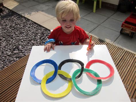 Olympic rings made from paper plates! | Olympic games, Olympic games for kids, Childrens crafts