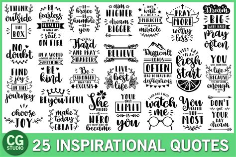 Inspirational Quotes Svg Bundle ~ Illustrations ~ Creative Market