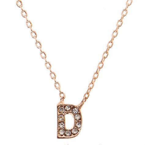 Rose Gold Studded D Initial Necklace Icing Us