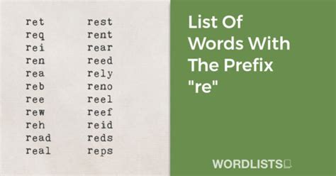 List Of Words With The Prefix Re