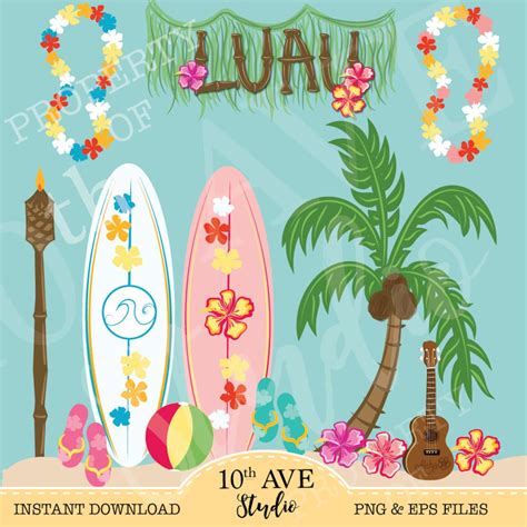Tropical Luau Clipart Png And Eps Vector Files Summer Party Etsy